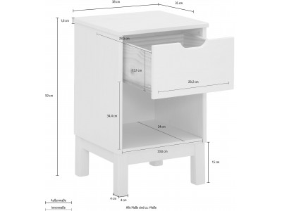 Mesa de cabeceira com uma gaveta no acabamento marrom YUCATAN/ Coleção Docstock
